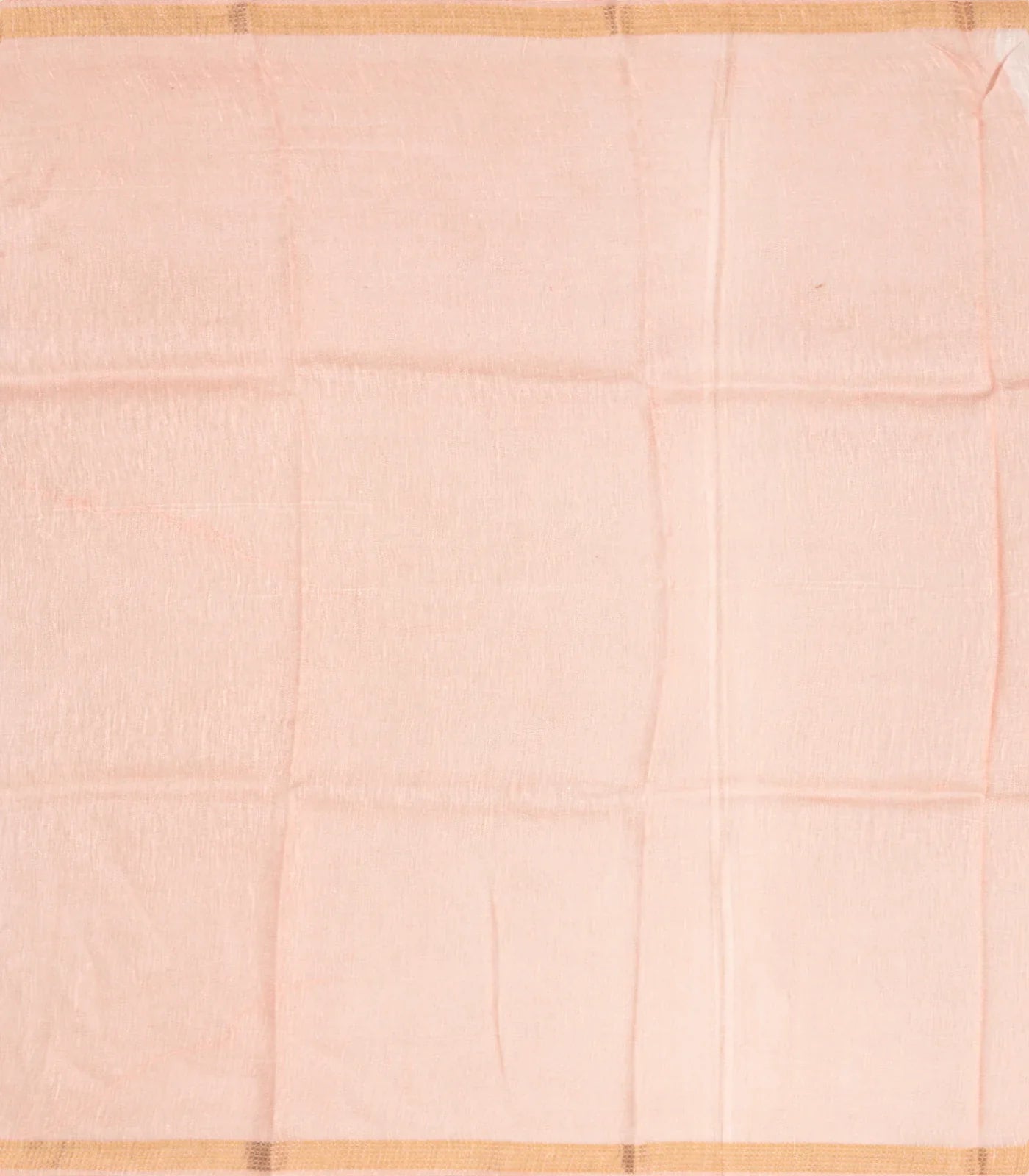 Light Peach Handwoven Linen Saree Printed With Floral Motifs