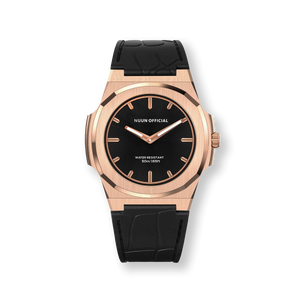 Nuun Official MS Rosegold Men Analogue Watch Black Dial With Gold Marker - MS Rosegold 38mm
