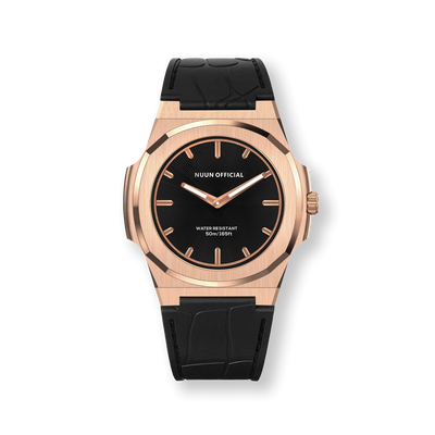 Nuun Official MS Rosegold Men Analogue Watch Black Dial With Gold Marker - MS Rosegold 38mm