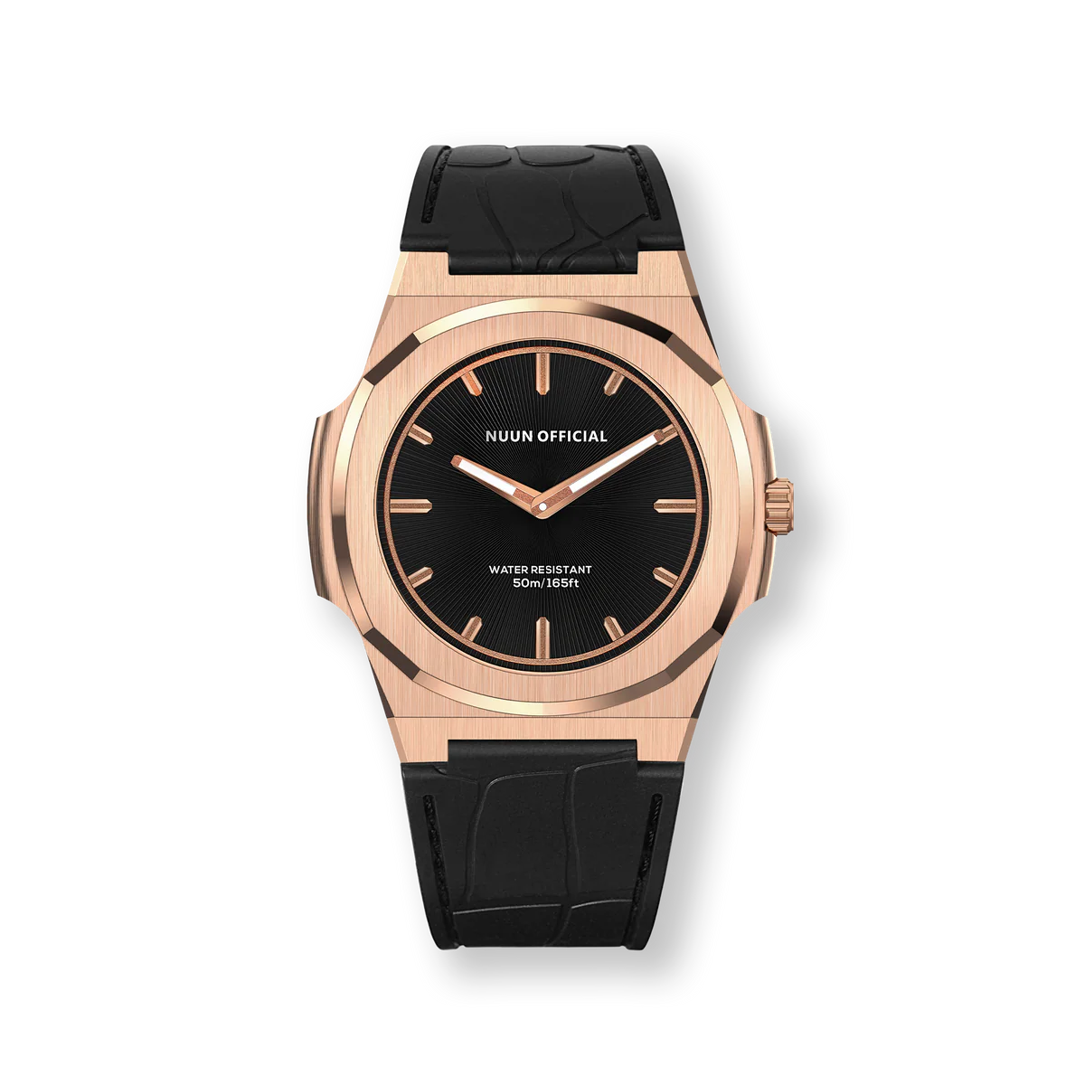 Nuun Official MS Rosegold Men Analogue Watch Black Dial With Gold Marker - MS Rosegold 38mm