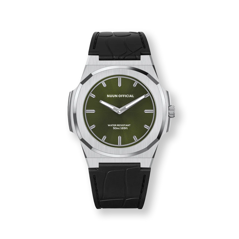 Nuun Official MS Silver Men Analogue Watch Green Dial With Silver Marker - MS Silver 38mm