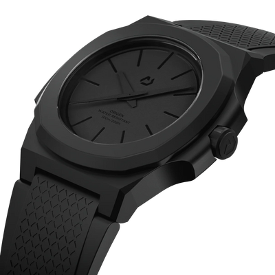 Nuun Official Origen Midnight Men Analogue Watch With Nanotech Silicon Strap Black Marker - Origen Midnight