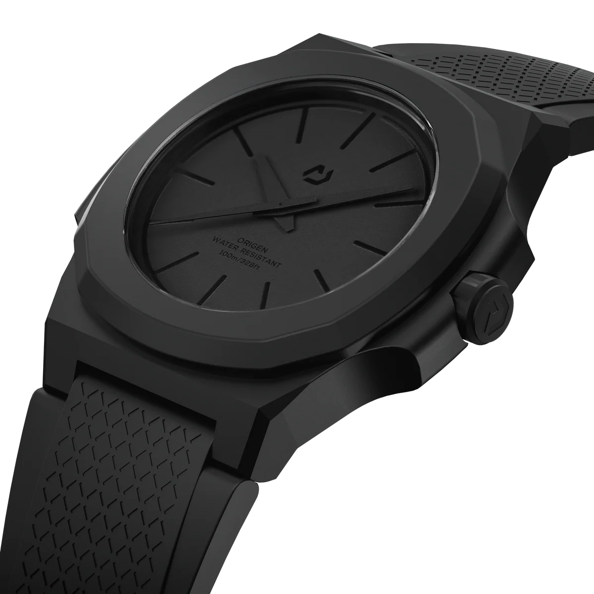 Nuun Official Origen Midnight Men Analogue Watch With Nanotech Silicon Strap Black Marker - Origen Midnight