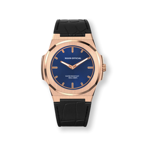 Nuun Official MS Rosegold Men Analogue Watch Blue Dial With Gold Marker - MS Rosegold 38mm
