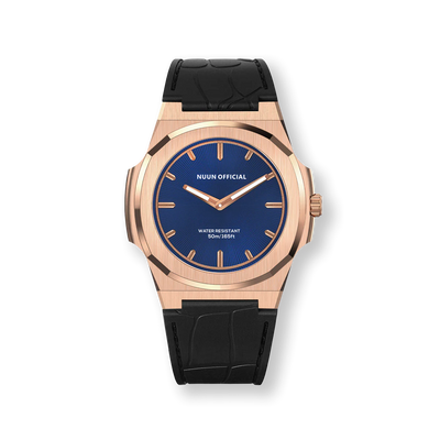 Nuun Official MS Rosegold Men Analogue Watch Blue Dial With Gold Marker - MS Rosegold 38mm