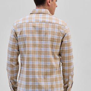 Beige Checks Slim Fit Shirt