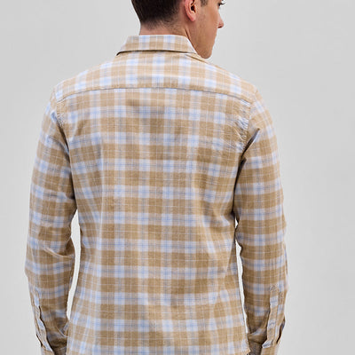 Beige Checks Slim Fit Shirt