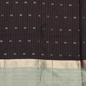 Black zari design soft silk saree, contrast zari border & zari striped pallu