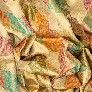 Beige Handloom Kanchipuram Tissue Silk Saree With Meena Floral Motifs