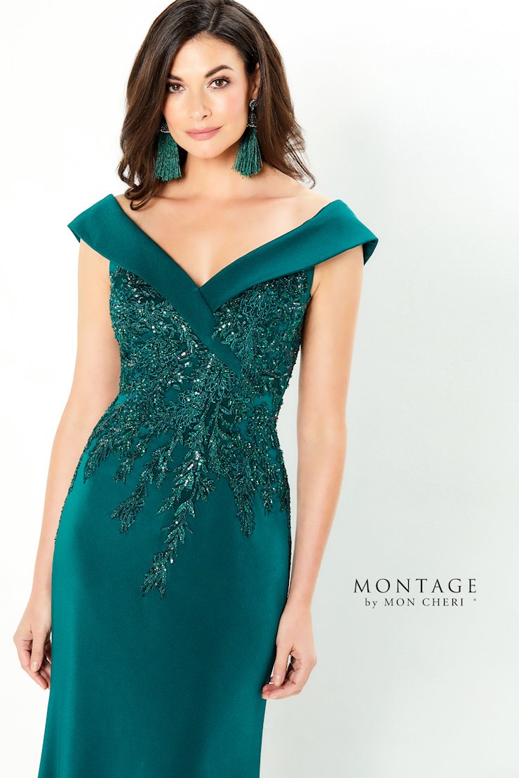 Montage 220932 Long Beaded Lace Bodice Formal Dress
