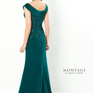 Montage 220932 Long Beaded Lace Bodice Formal Dress