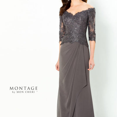 Montage 220942 Long Evening Gown Fit Lace Formal Dress
