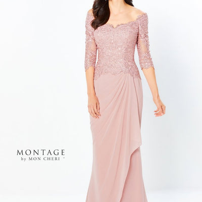Montage 220942 Long Evening Gown Fit Lace Formal Dress