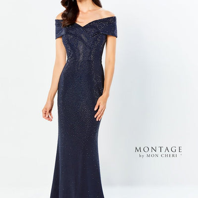 Montage 220949 Long Beaded V Neck Formal Dress