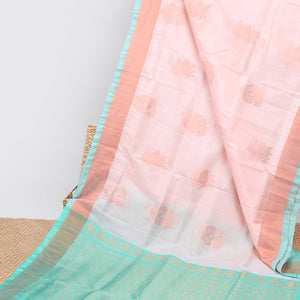 Cream zari buttas uppada saree, contrast plain border & pallu of intricate designs