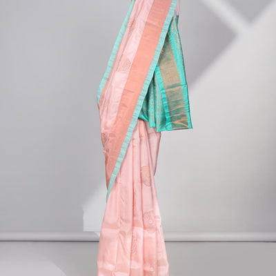 Cream zari buttas uppada saree, contrast plain border & pallu of intricate designs