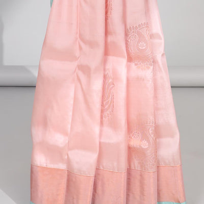 Cream zari buttas uppada saree, contrast plain border & pallu of intricate designs