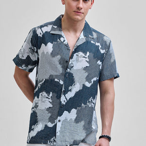 Teal Abstract Box Fit Shirt