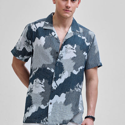 Teal Abstract Box Fit Shirt