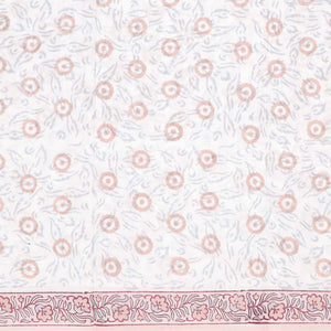 Peach material chudidhar set, floral motifs printed top, contrast bottom & dupatta of floral print