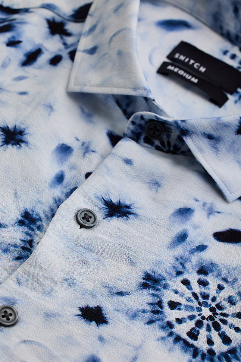 White Textured Floral Shirt