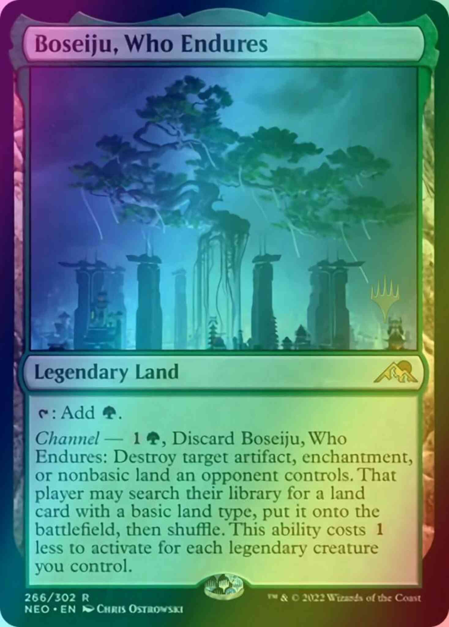 Boseiju, Who Endures [Promo Pack] [266p] [Kamigawa: Neon Dynasty: Promos] [Foil]