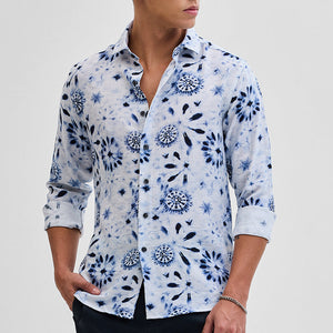 White Textured Floral Shirt