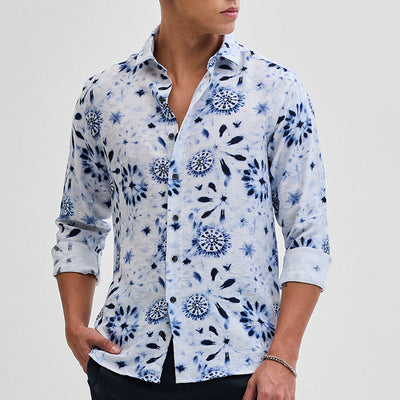 White Textured Floral Shirt