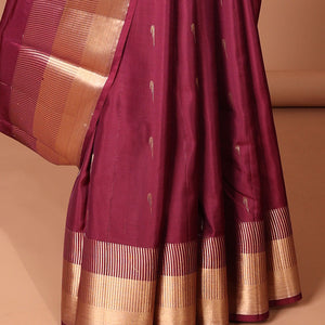 Maroon muniya buttas Vasundhara silk mix saree,  zari border & zari design pallu