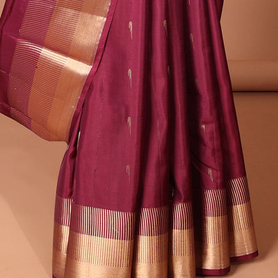 Maroon muniya buttas Vasundhara silk mix saree,  zari border & zari design pallu