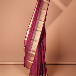 Maroon muniya buttas Vasundhara silk mix saree,  zari border & zari design pallu