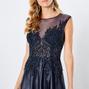 Montage 221967 Long Beaded Illusion A Line Formal Dress