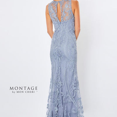 Montage 221971 Beaded Long Lace Ribbon Evening Formal Dress