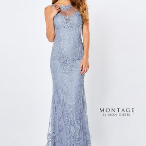 Montage 221971 Beaded Long Lace Ribbon Evening Formal Dress