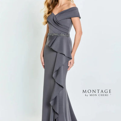 Montage 221976 Long Ruffle Slit Formal Evening Dress