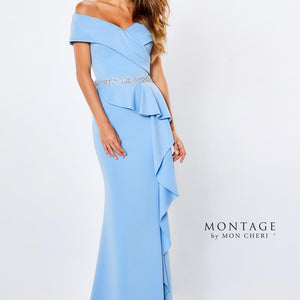 Montage 221976 Long Ruffle Slit Formal Evening Dress