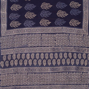 Violet Woven Jaipur Cotton Saree Printed With Floral  Motifs