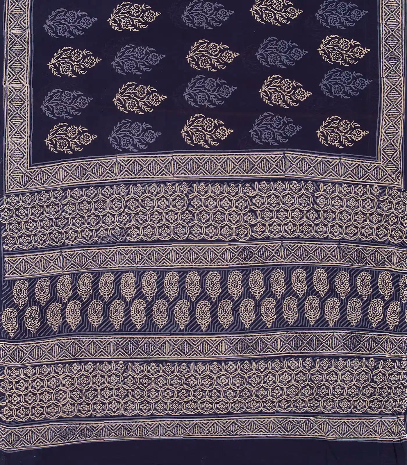 Violet Woven Jaipur Cotton Saree Printed With Floral  Motifs