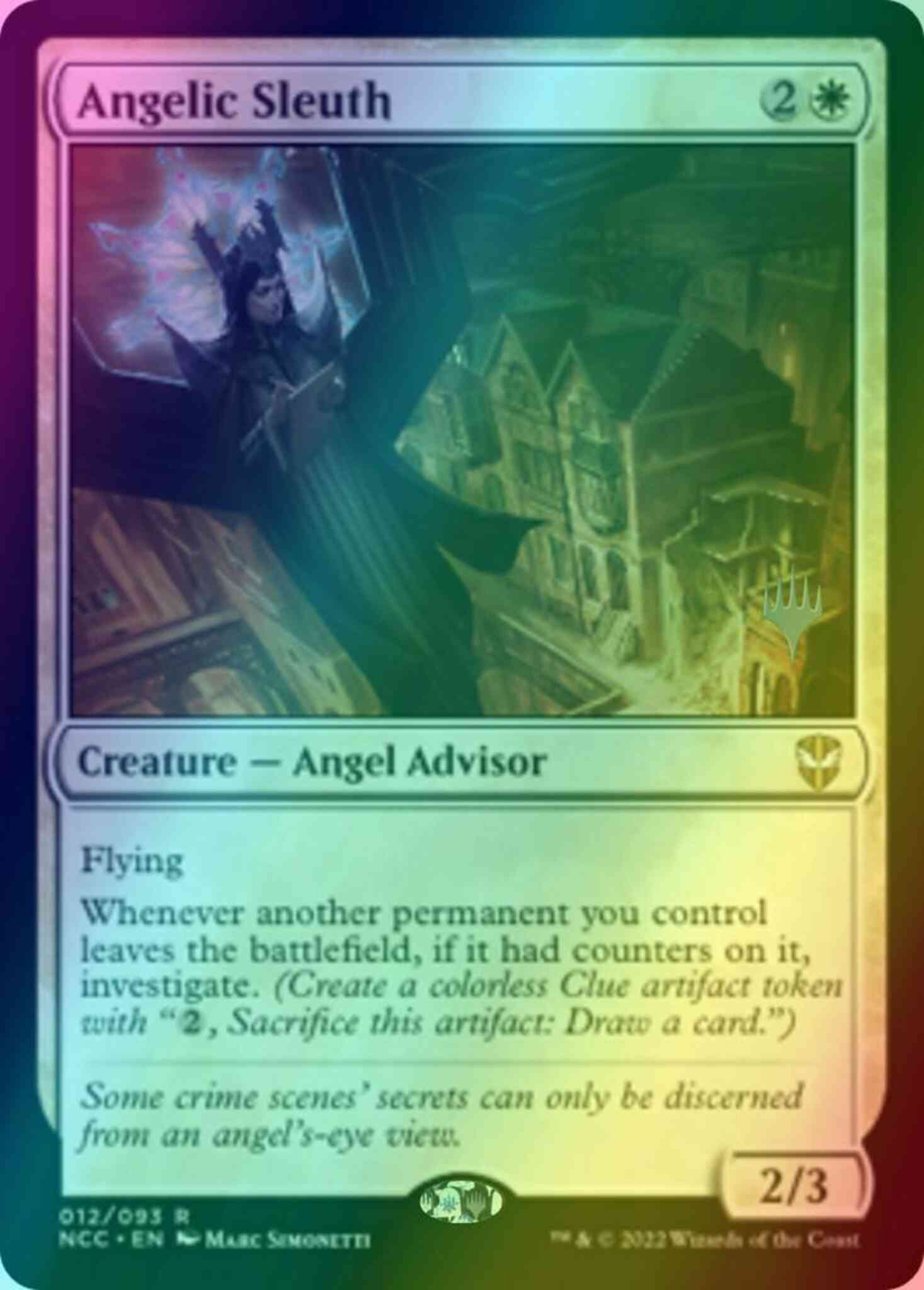 Angelic Sleuth [Promo Pack] [12p] [Streets of New Capenna: Commander: Promos] [Foil]