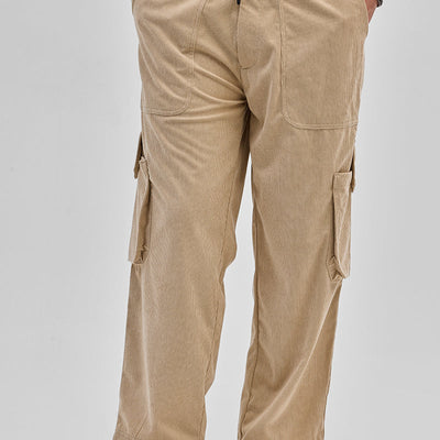 Beige Baggy Fit Cargo Pants