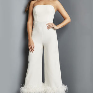 Jovani 22590 Long Evening Feather Formal Jumpsuit