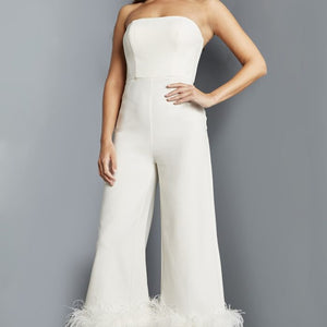 Jovani 22590 Long Evening Feather Formal Jumpsuit