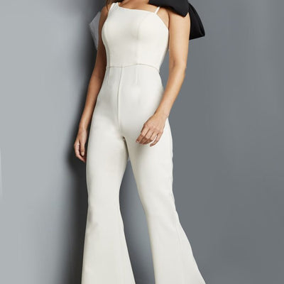 Jovani 22589 Long Bow Shoulder Formal Jumpsuit