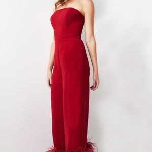 Jovani 22590 Long Evening Feather Formal Jumpsuit