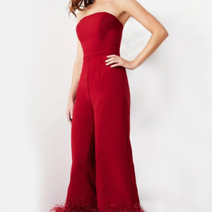 Jovani 22590 Long Evening Feather Formal Jumpsuit