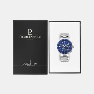 Cronos Men Quartz Blue Dial Chronograph Stainless Steel Watch 226G161