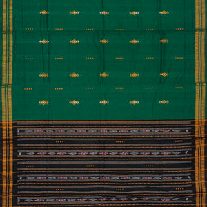 Sea Green Handloom Orissa Cotton Saree With Tie & Dye Pallu