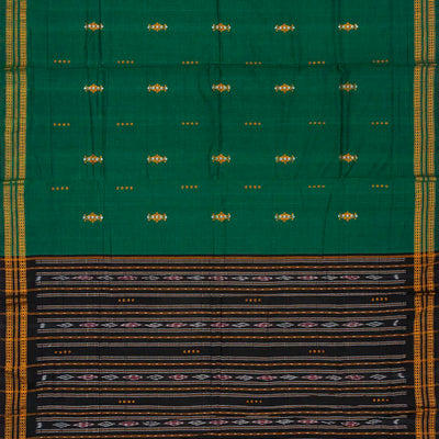 Sea Green Handloom Orissa Cotton Saree With Tie & Dye Pallu
