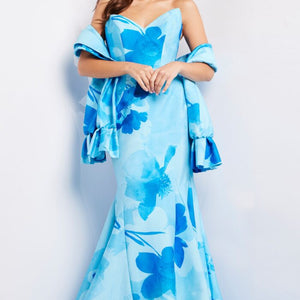Jovani 22706 Printed Long Evening Mermaid Formal Dress
