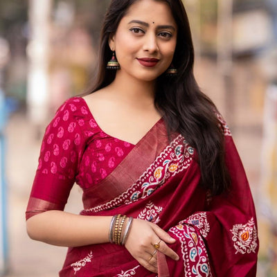 Soft Silk Batik Print Saree